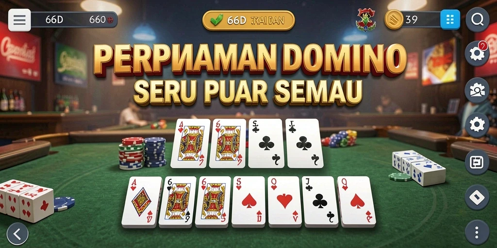 Gameplay seru dari 66D dengan tampilan kartu Domino yang menawan.