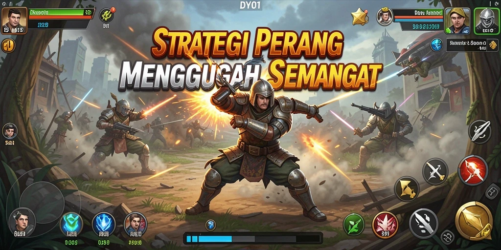 Tampilan utama gameplay DY01 menampilkan pertempuran strategi yang seru.