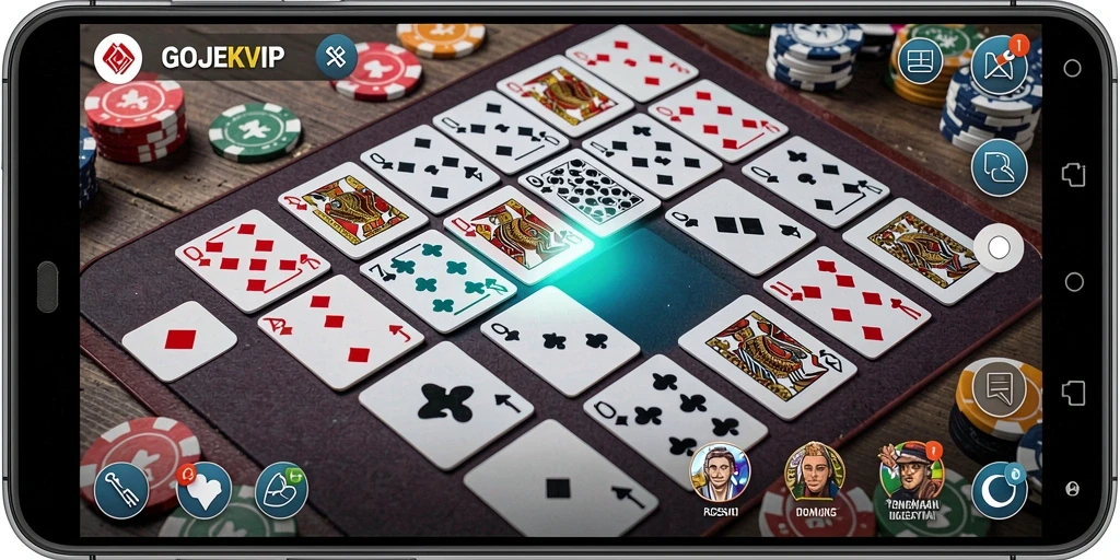 Tampilan menarik gameplay GOJEKVIP dengan suasana domino yang seru.