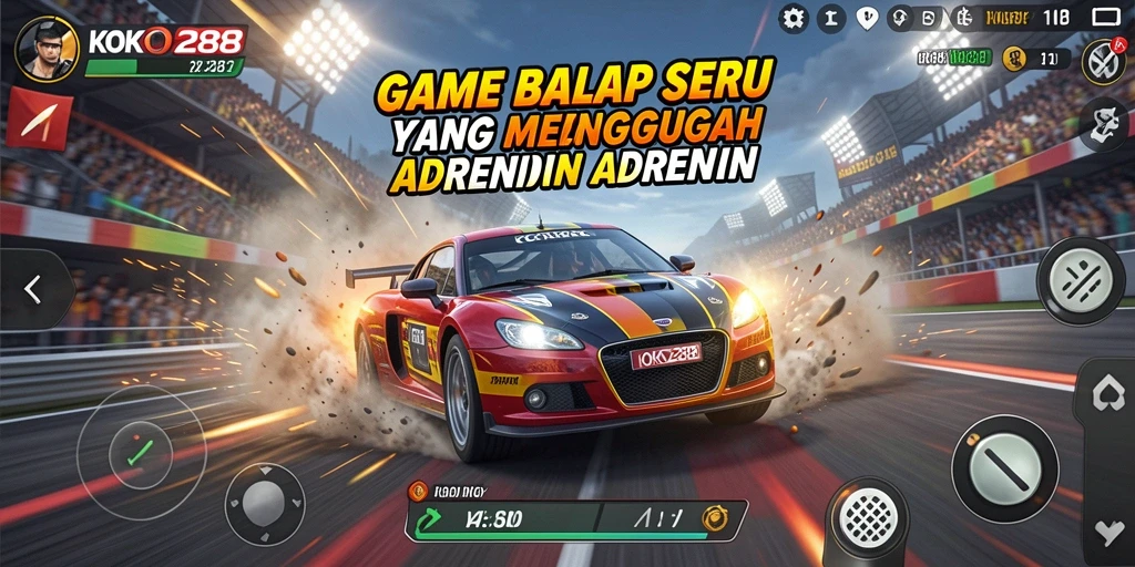 Tampilan gameplay KOKO288 yang mengesankan dan penuh aksi balapan.