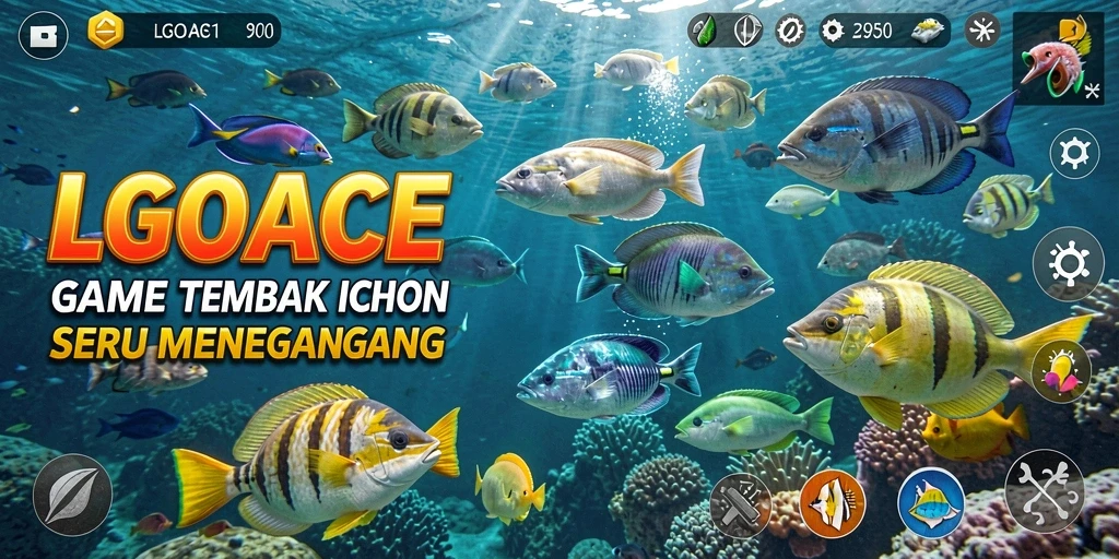 Gameplay menarik Tembak Ikan dengan ikan berwarna-warni.