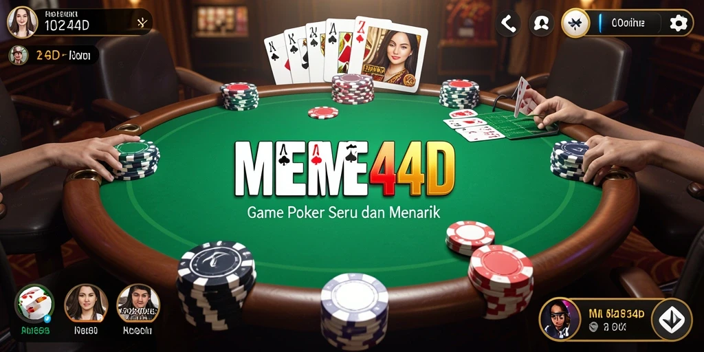 Tampilan screenshot MEME4D dengan gameplay Poker yang dinamis.