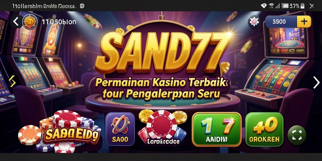 Screenshot gameplay SAND77 menampilkan suasana kasino yang mendebarkan.